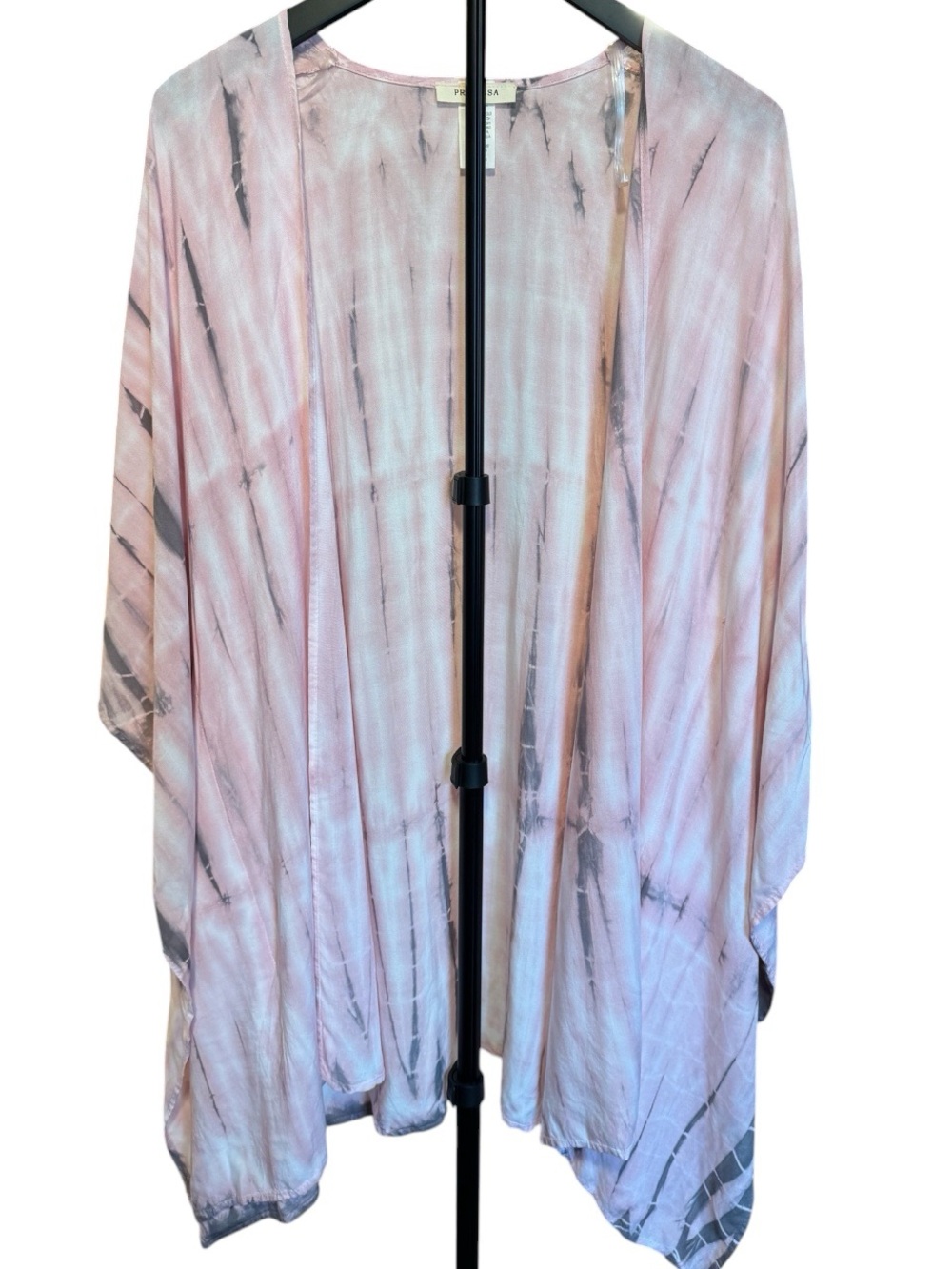 Promesa Soft Pink and Grey Tie-Dye Kimono